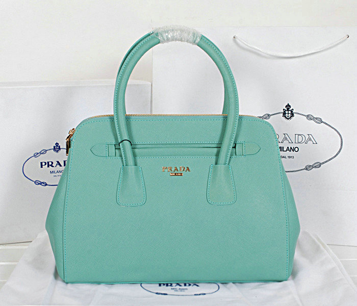 2014 Prada saffiano cuir leather tote bag BN2549 lakegreen